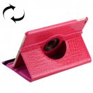 For iPad Air 2 Magenta 360° Rotation Crocodile texture Leather Case with 3 Gears Holder