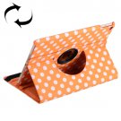 For iPad Air 2 Orange 360° Rotation Dot Pattern Leather Case with 3 Gears Holder