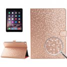 For iPad Air 2 Gold Honeycomb Texture Leather Case with Holder