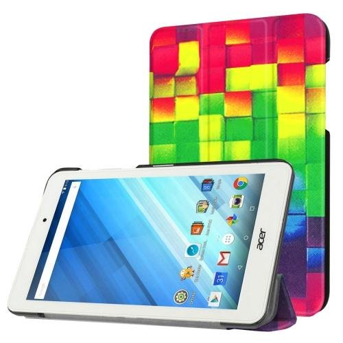 For Acer Iconia One 8 Grid Pattern Leather Case with 3 fold Holder