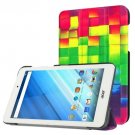 For Acer Iconia One 8 Grid Pattern Leather Case with 3 fold Holder