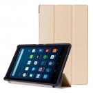 For Amazon Fire HD 8 Gold Custer Leather Case with 3 Fold Holder