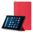 For Amazon Fire HD 8 Red Custer Leather Case with 3 Fold Holder