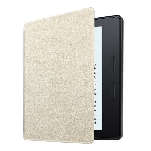 For Amazon Kindle Oasis Beige Custer Leather Case with 3 fold holder
