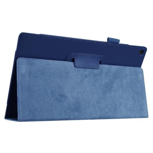 For Amazon Fire HD 10 Dark Blue Litchi Flip Leather Case with Holder