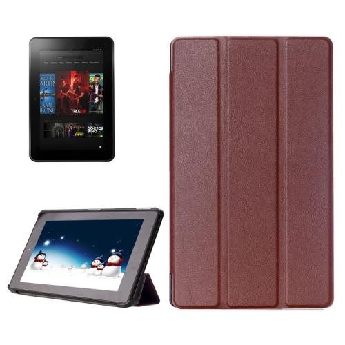 For Amazon Fire HD 10 Brown Karst Flip Leather Case with 3 Fold Holder