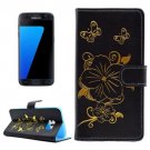 For Samsung Galaxy S7 Black Leather Case with Holder, Card slots & Wallet