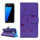 For Samsung Galaxy S7 Purple Leather Case with Holder, Card slots & Wallet