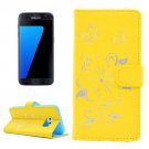 For Samsung Galaxy S7 Yellow Leather Case with Holder, Card slots & Wallet