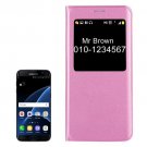 For Samsung Galaxy S7 Pink Litchi Flip Leather Case with Call Display ID
