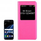 For Samsung Galaxy S7 Magenta Litchi Flip Leather Case with Call Display ID