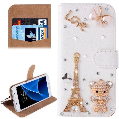 For Galaxy S7 Diamond Eiffel Pattern Leather Case with Magnetic Buckle