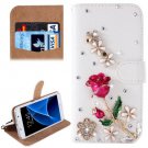 For Galaxy S7 Diamond Rose Pattern Leather Case with Magnetic Buckle