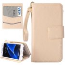For Galaxy S7 White Business Wallet Flip Leather Case & Photo Frame