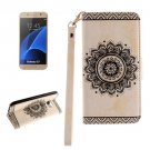 For Galaxy S7 White Embossed Floral Leather Case with Card Slots