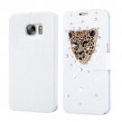 For Galaxy S7 Fevelove Diamond Leopard Leather Case with Card Slots