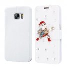 For Galaxy S7 Fevelove Diamond Christmas Leather Case with Card Slots
