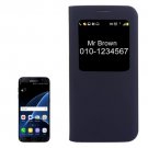 For Galaxy S7 Dark Blue Horizontal Flip Leather Case with Call Display ID