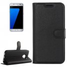 For Galaxy S7 Black Litchi Flip Leather Case with Holder, Card Slots & Wallet