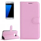 For Galaxy S7 Pink Litchi Flip Leather Case with Holder, Card Slots & Wallet
