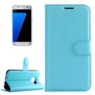 For Galaxy S7 Blue Litchi Flip Leather Case with Holder, Card Slots & Wallet