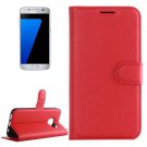 For Galaxy S7 Red Litchi Flip Leather Case with Holder, Card Slots & Wallet
