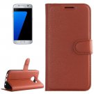For Galaxy S7 Brown Litchi Flip Leather Case with Holder, Card Slots & Wallet