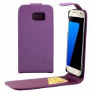 For Galaxy S7 Purple Flip Waist Bag with Magnetic Buckle & Card Slot