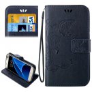 For Galaxy S7 Dark Blue Crazy Horse Printing Leather Case with Wallet