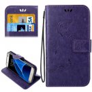 For Galaxy S7 Purple Crazy Horse Printing Leather Case with Wallet