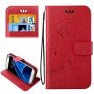 For Galaxy S7 Red Crazy Horse Printing Leather Case with Wallet