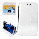 For Galaxy S7 White Crazy Horse Printing Leather Case with Wallet