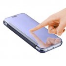 For Galaxy S7 Blue Smart Cover Acrylic Mirror + TPU Case