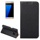 For Galaxy S7 Black Litchi Genuine Flip Leather Case with Holder