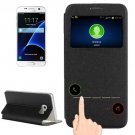 For Galaxy S7 Black Leather Case with Holder & Call Display ID