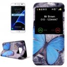 For Galaxy S7 Butterfly Leather Case with Call Display ID & Holder