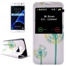 For Galaxy S7 Dandelion Leather Case with Call Display ID & Holder