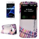 For Galaxy S7 Pen Leather Case with Call Display ID & Holder