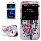 For Galaxy S7 Flowers Leather Case with Call Display ID & Holder