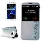 For Galaxy S7 Happy Leather Case with Call Display ID & Holder
