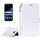 For Galaxy S7 White Crocodile Flip Leather Case with Card Slots & Photo Frame
