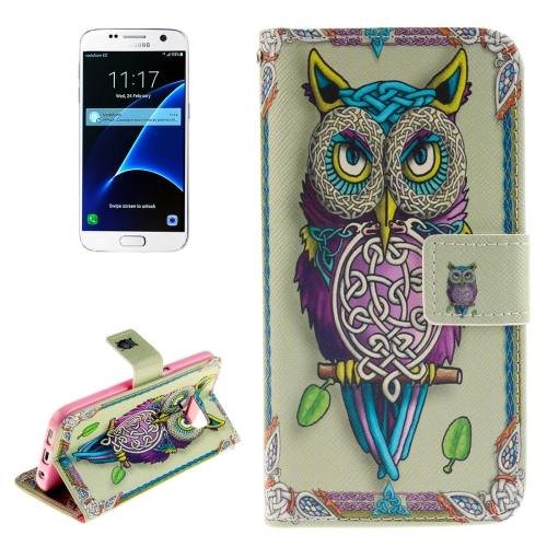 For Galaxy S7 Owl Pattern Leather Case with Holder, Card Slots & Wallet