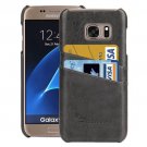 For Galaxy S7 Grey Oil Wax Leather Back Cover Case with Card Slots