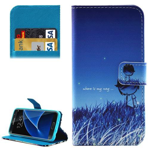 For Galaxy S7 Exploration Pattern Leather Case with Holder, Card Slots & Wallet