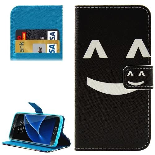 For Galaxy S7 Smiling Pattern Leather Case with Holder, Card Slots & Wallet