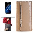 For Galaxy S7 Gold Flip Leather Shoulder Bag with Card Slots & Wallet