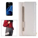 For Galaxy S7 White Flip Leather Shoulder Bag with Card Slots & Wallet