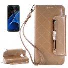 For Galaxy S7 Gold Diamond Leather Bag with Card Slots & Wallet