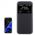 For Galaxy S7 Black Flip Leather Case with Call Display ID