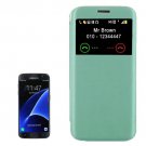 For Galaxy S7 Green Flip Leather Case with Call Display ID